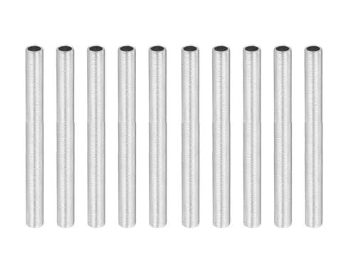 Kit 10 barre filettate M10 in acciaio zincato - accessori per portalampade, lumi e lampadari (Barre filettata forata, Lunghezza 100mm)