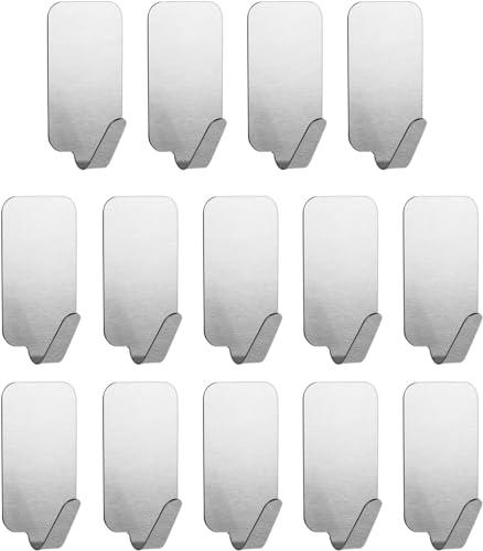 flintronic Ganci Autoadesivi, Ganci da Parete in Acciaio Inossidabile 14 PCS Ganci per Impieghi Pesanti, Ganci Impermeabili Senza Chiodi per Cucina, Bagno, Armadio, Appendiabiti Panno Asciugamano