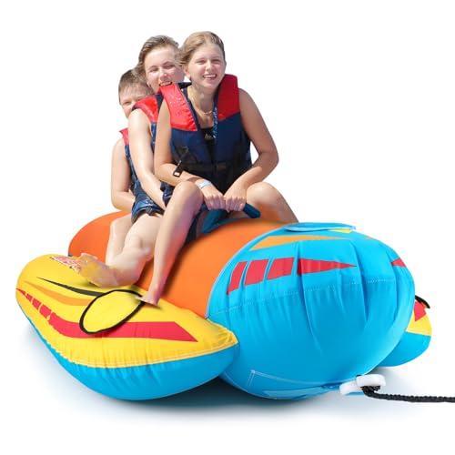 COSTWAY Gommone a Banana Gonfiabile per 3 Persone, Tubo Trainabile per Sport Acquatici e Nautici, Gommone a Banana da Recreazione Acquatica, Carico Massimo 231 kg
