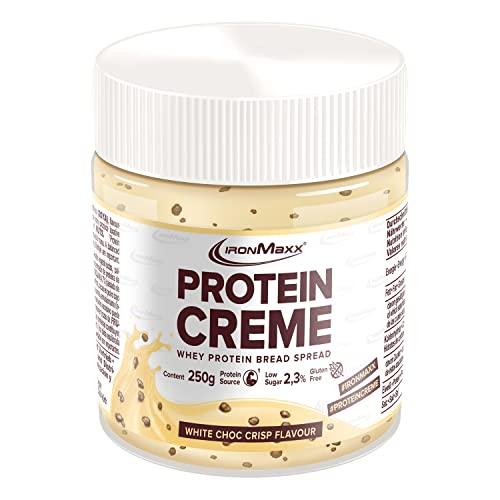 IronMaxx Protein Cream Low Carb Spread- Crema Proteica spalmabile- a basso contenuto di zuccheri- gusto: cioccolato bianco croccante- barattolo da 250g (1 confezione)
