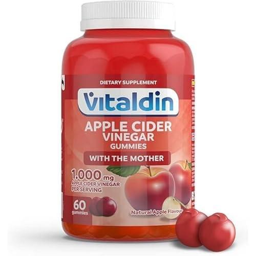 VITALDIN Apple Cider Vinegar gummies - 1.000 mg per dose - 60 Caramelle Gommose (1 mese) Gusto Mela- Integratore di Aceto di Sidro di Mele & Vitamina B12 - Superalimento Detox - Vegano & Senza Glutine