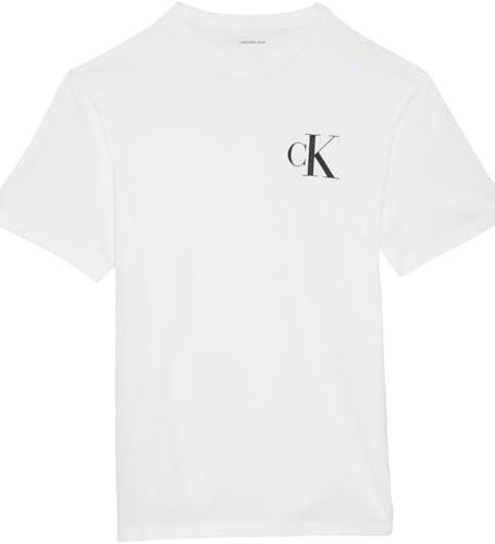 Calvin Klein Uomo T-Shirt Maniche Corte Left Chest Logo Tee Slim Fit, Bianco (Bright White), S