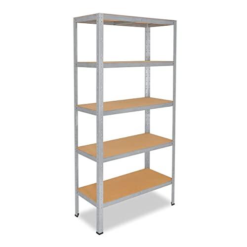 shelfplaza® 230x110x60cm HOME Scaffale metallo per carichi pesanti zincato con 5 ripiani con 175kg capacità di carico/Scaffali in metallo per garage come scaffali per ripostiglio o officina
