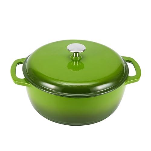 Amazon Basics Rotondo Casseruola forno olandese in ghisa smaltata, 6.9 L, Verde