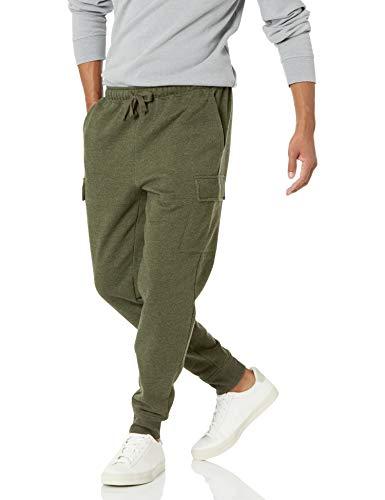Amazon Essentials Pantaloni Cargo Sportivi per Jogging in Pile vestibilità Comoda Uomo, Verde Oliva Puntinato, XL
