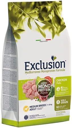 Exclusion medium gusto POLLO 12kg, alimento monoproteico per cani adulti.