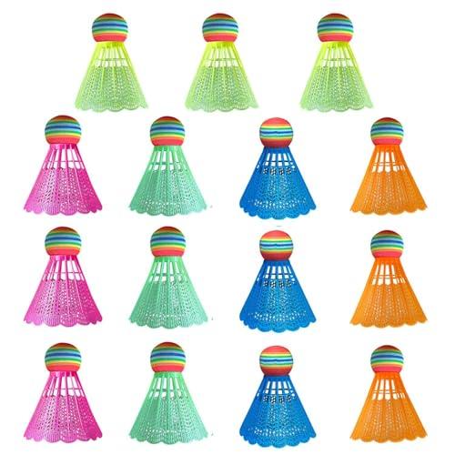 JDNFKG 15 Pezzi di Badminton di Plastica Colorato, Badminton Creativo Colorato, Badminton Resistente, Sostituzione del Badminton, Badminton per Principianti E Professionisti di Bambini.