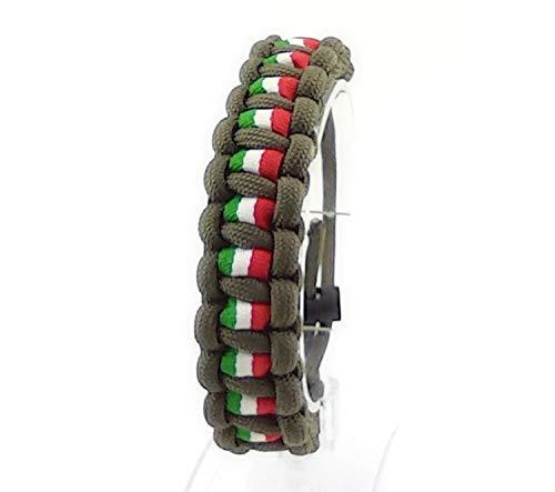 Bracciale regolabile ITALIA di paracord 550, ARMY GREEN