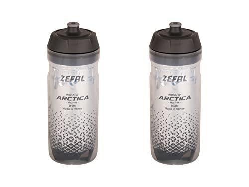 ZEFAL Pack Arctica 55 - Set di due Borracce per Bicicletta - Bottiglia da Bicicletta Isotermica - Inodore e Impermeabile - Bottiglia Sportiva Senza BPA, 2 x 550ml - Argento/Nero