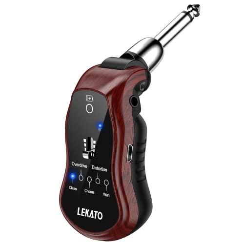 Lekato, Mini amplificatore per chitarra con attacco per cuffie, ricaricabile, tascabile, con ricevitore Bluetooth, con clean, chorus, overdrive, distorsione e wah wah
