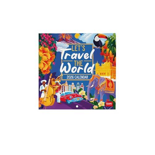 Legami - Calendario da Parete 2026, Travel The World, Calendario da Muro Piccolo, 12 Mesi e Planner Annuale, in Inglese, Spazio per Note, Segni Zodiacali, Festività Internazionali, 18 x 18 cm