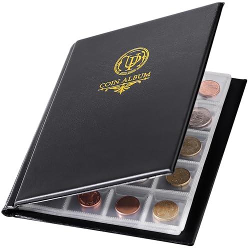 Album per monete da 200 tasche - Libro per collezionare monete con 10 pagine, griglia 33x33 mm per sterline, pence centesimi, dollari, nichel (nero) CS48200BK