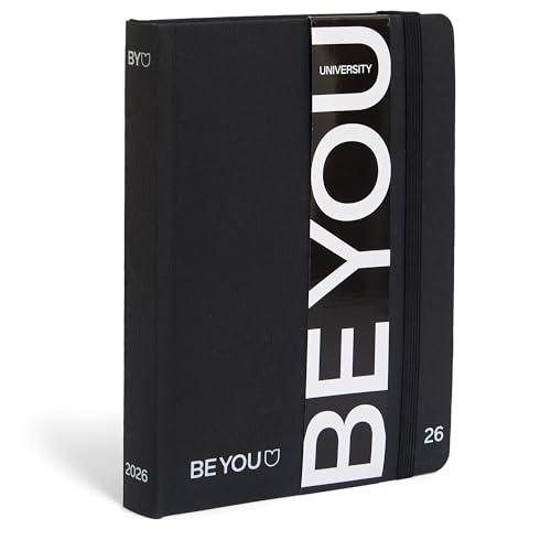 BE YOU - Agenda Università 2025/2026, 12 Mesi, Settembre 2025 - Agosto 2026, Copertina Flessibile di Colore Nero con Chiusura ad Elastico, Formato 12,5 x 16,5 cm, Per Studenti Universitari