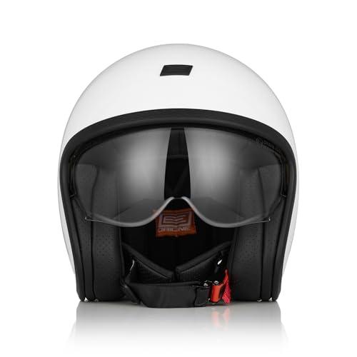 ORIGINE Casco moto Jet Casco da scooter con visiera omologata ECE 22-06 (GLOSS WHITE, S)