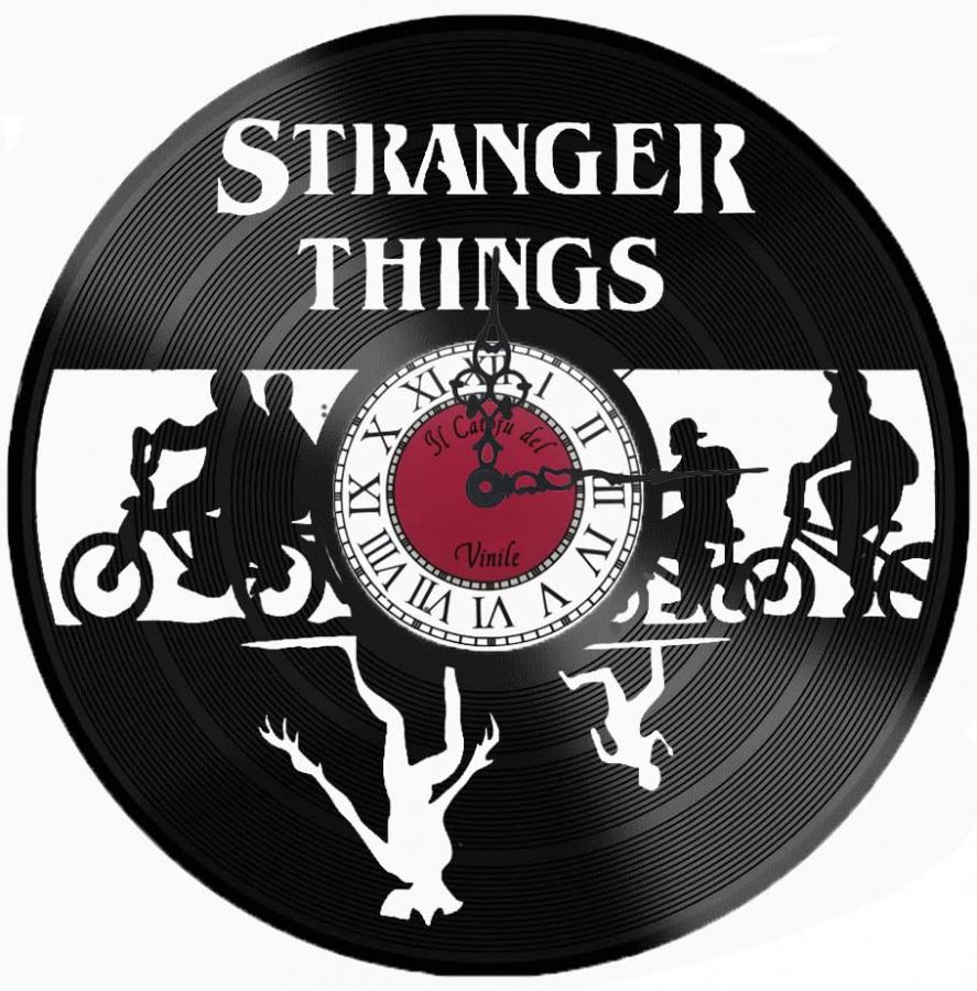 Orologio da Parete in Vinile Serie TV – Design Stranger Things – Decorazione Cameretta e Studio - Idea Regalo per Fan della fantascienza - orologio silenzioso - catoju