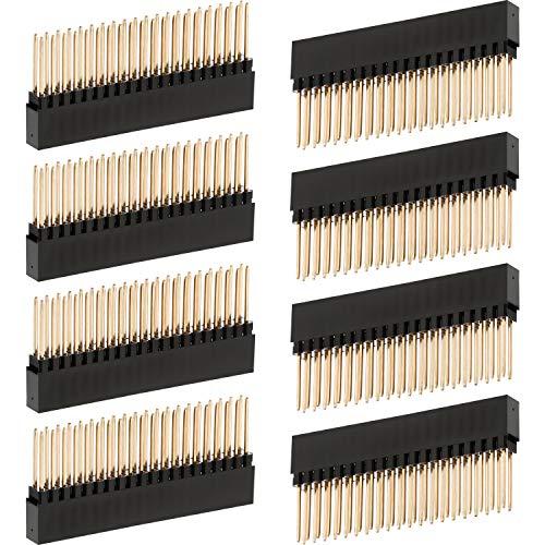 2 x 20 (40 Pin) Extra Alto Femmina 0,1 Pollici Intestazione Passo Impilabile Compatibile con Raspberry Pi A +/ B +/ Pi 2/ Pi 3 Intestazione Extra Alto (Confezione da 8)
