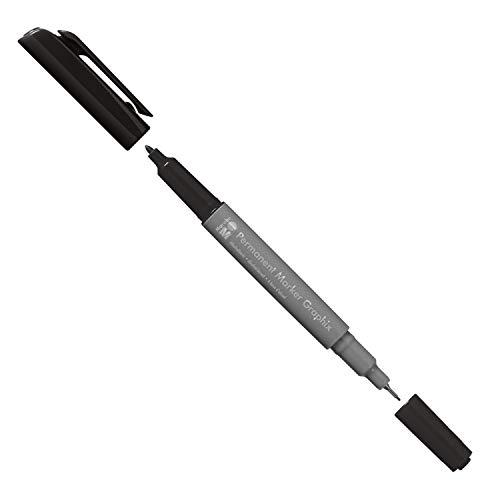 Marabu 01470003073 - Pennarello indelebile Graphix, con punta doppia da 1-2 mm e 0,5 mm, colori brillanti, ad asciugatura rapida, inchiostro a base di alcol, inodore e impermeabile, colore nero