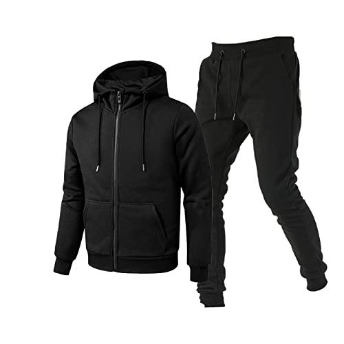 TONY BACKER Tuta Uomo In Pile Sportiva Con Chiusura Zip Completo Tuta In Casa (IT, Testo, XXL, Regular, Regular, NERO-63)