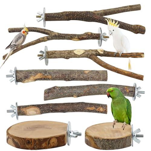 Tbintul 8 Pezzi Posatoi per Uccelli, Posatoi in Legno, Posatoio Supporti Arrampicata in Piedi Uccelli Posatoio per Pappagalli, Fringuelli, Canarini, Pappagalli, Calopsitte, Parrocchetti