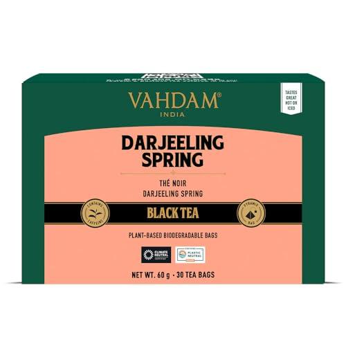 VAHDAM, Tè Darjeeling in foglia intera, 30 bustine piramidali. Primo raccolto 100% puro dall'India