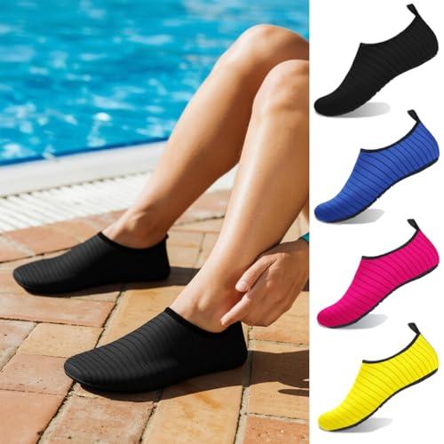 Scarpe da acqua da donna e uomo, a piedi nudi, ad asciugatura rapida, per spiaggia, nuoto, piscina, yoga, campeggio, crociera, surf, sport, nero, 8-9 Women/7-8 Men