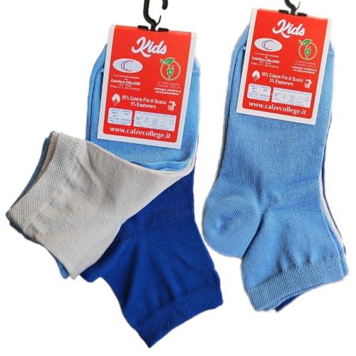 calze college - 12/6/3 Paia Calzini Filo di Scozia Bambino Sneakers, Calze Corte da Sopra la Caviglia per Bambina, Ideali per Scarpe Basse, Manifattura 100% Italiana (34-38 6 Bimbo)