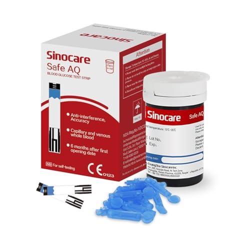 Sinocare Safe AQ Strisce Glicemia, Data di Scadenza Fresco con 25 Strisce e 25 Lancette in mg/dL