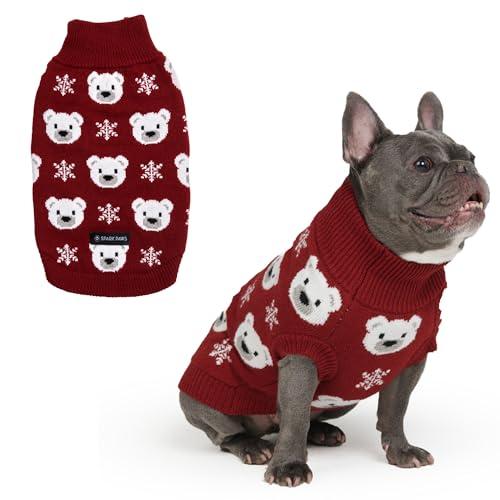 Spark Paws Maglione per cani in maglia per cani di taglia piccola, media e grande, caldo maglione invernale a collo alto per il freddo, (orso polare, XL)