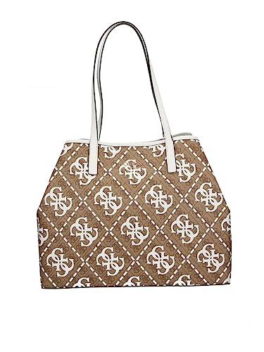 GUESS Vikky Large Tote, Borsa Donna, Latte Logo/White, Unica