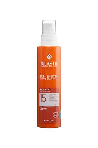 Rilastil Sun System Spray Corpo, Ultra Leggero, Utilizzabile anche su Pelle Bagnata, SPF15, per Tutti i Tipi di Pelle anche Pelle Sensibili, Confezione da 200ml