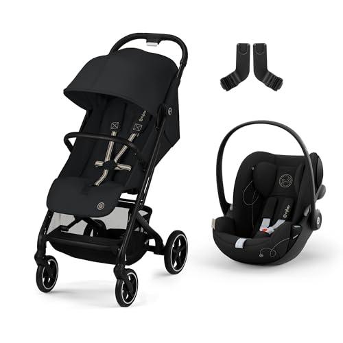 CYBEX Gold Passeggino Beezy con Cintura One-Pull, Per Bambini dalla Nascita Fino a 4 Anni (Max. 22 kg), Magic Black, inclusivo Beezy Adapter e CYBEX Cloud G i-Size, Moon Black
