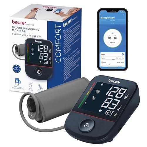 Beurer BM 48 Misuratore di pressione da braccio, funzionamento semplice con un pulsante, misurazione delicata e veloce, rilevamento aritmia, polsino 22-42 cm, con app, trasferimento dati Apple Health