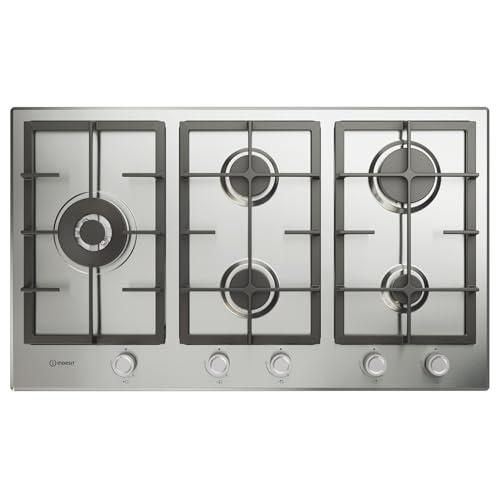 Indesit IN 9522 IX 1 piano gas inox 90cm 5 fuochi bruciatore doppia corona griglie in ghisa lavabili in lavastoviglie