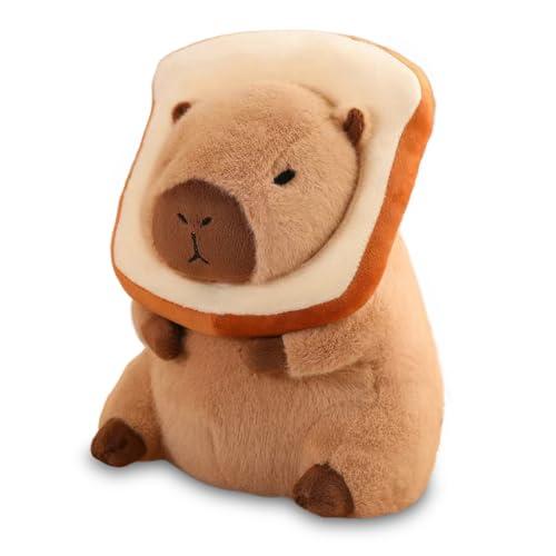 Zaloife Peluche Capybara Bambola, 25cm Capibara Peluche con Pane Giocattolo, Marrone Pupazzo Decorazioni Regalo per Bambini Adulti e Fans