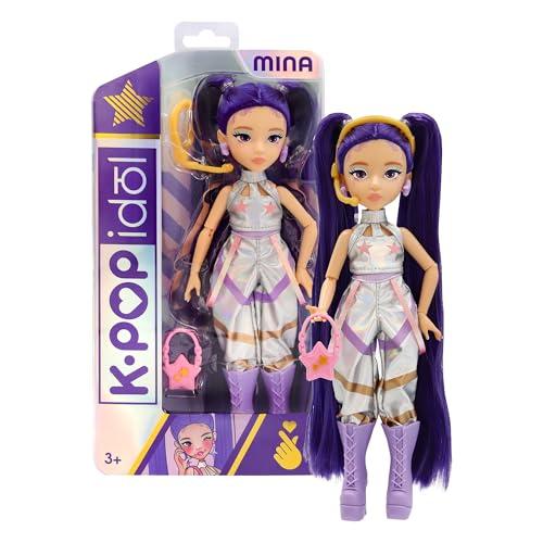 K-POP IDOL Bambola Mina Bambole alla moda Stile K-Pop Starlight, capelli viola con codini. 3 accessori per creare outfit Età 3+