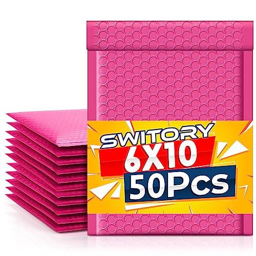 Switory 50 pezzi A5 15,3 cm x 26,9 cm Poly Bubble Mailer Buste imbottite Foderato di bolla Poly Mailer Teal autosigillante per imballaggio Rosa