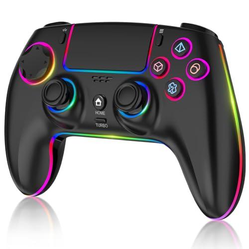 MYSTILUCK Controller Wireless per PS-5/Pro/PC/MAC/iOS/Android/Steam Deck, Controllore con illuminazione RGB 7 Colori/Doppia Vibrazione/Turbo/Giroscopio 6 Assi/Jack per Cuffie/Batteria 1500 mAh