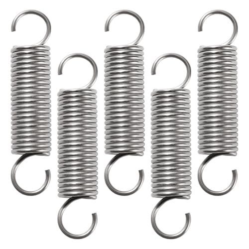 VooGenzek 5 Pezzi 2 * 17 * 74 mm Molle a Trazione, Molle a Doppio Gancio in Acciaio Inossidabile, Molle a Trazione Doppio Gancio Tensione, per Tende, Roulotte