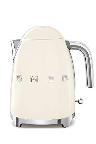 Smeg, Bollitore Elettrico KLF03CREU 1,7 L, Filtro Anticalcare Lavabile, Autospegnimento di Sicurezza, Indicatore Livello di Acqua, Base Antiscivolo e Avvolgicavo Integrato, Potenza 2400W, Panna