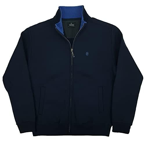 Coveri Felpa Uomo Aperta Senza Cappuccio Zip Intera Invernale Felpata con Tasche Pesante (XXXL - Blu)