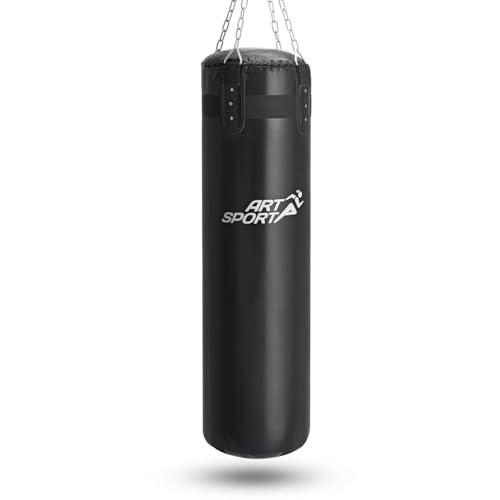 ArtSport set sacco da boxe da 30 kg riempito, set da boxe con catena d’acciaio a 4 punti e moschettone per adulti, sacco da boxe sospeso da 120 cm per boxe e kickboxing
