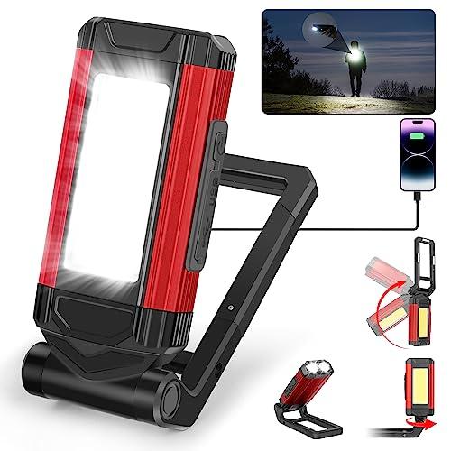 Daphomeu Lampada da Lavoro LED Ultra Luminosa - Lampada da Officina con Batteria Ricaricabile, Base Magnetica e Funzione Girevole - Ideale per Officina, Riparazioni Auto e Campeggio