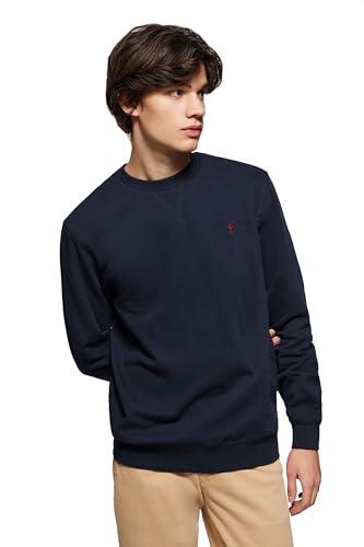 Polo Club Felpa Uomo a Girocollo con Logo Navy - Sweatshirt Senza Cappuccio Crewneck 100% Cotone