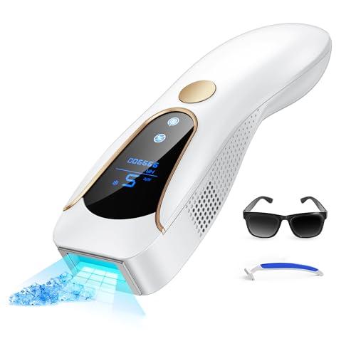 Epilatore Luce Pulsata con Funzione Ghiaccio, Luce Pulsata Efficiente 19,35J con 9 Livelli di Energia, Flash Continuo Automatico, Epilatore a Luce Pulsata per Donne, Braccia,Ascelle,Gambe