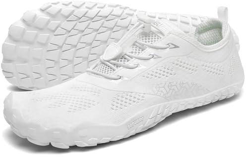 SAGUARO Scarpe Barefoot Minimaliste Uomo Donna Scarpe Multisport per Corsa/Allenamento/Trekking/Trail Running/Palestra - Morbido Comode e Leggere, Bianco, 43 EU
