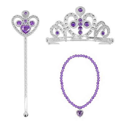 NebulaGlam 3 Pezzi Accessori Principessa, Principessa Dress Up Accessori, Principessa Corona e Principessa Bacchetta per Festa di Compleanno Carnevale Cosplay Party, Da 3 a 12 Anni