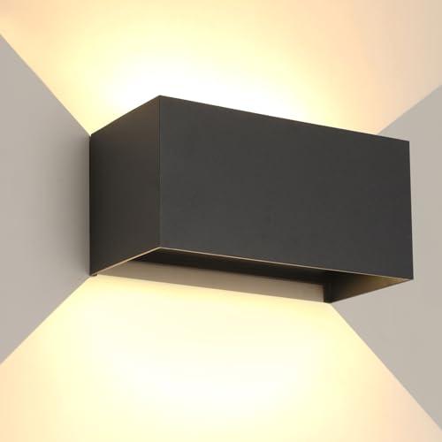 FUPE 25W LED Applique da Esterno/Interno Lampada da Esterno a Parete IP65 Impermeabile Moderno Alluminio Nero 3000K Bianco Caldo Applique per Esterni Luce da Parete Angolo di Luce Regolabile