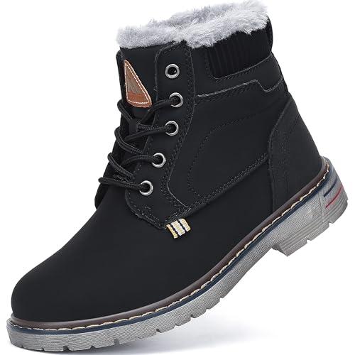 Mishansha Bambino Stivali da Neve Ragazzo Invernali All'Aperto Scarpe Ragazza Antiscivolo Caloroso Scarponi, Nero 33