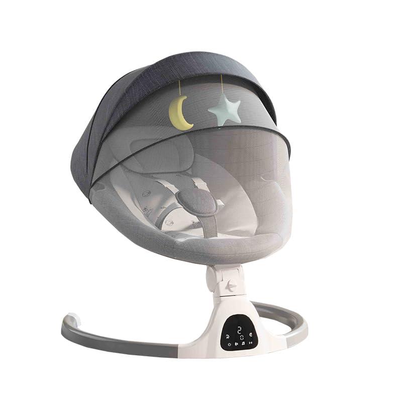 GLOKID Sdraietta Neonati Elettrica，Elettrica Altalena，2in1 Sdraietta dondolo per neonato da 0 fino a 15kg，Cintura di sicurezza a 5 punti，Elettrico per Neonati con telecomando e Bluetooth (YLYGREY)