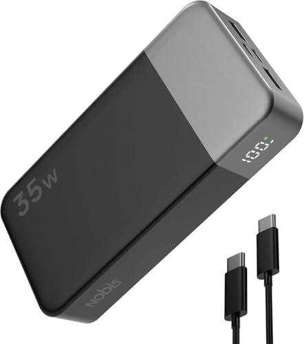 NOBIS Power Bank 20000mAh Power Bank 35W Ricarica Rapida USB C Ingresso/Uscita, PD QC 4 Porte Caricatore Portatile con Display LED, Compatibile con Phone 17 (Nero)